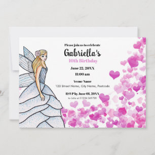 Feenprinzessin Brautkleid Mode Rosa Herzen Einladung