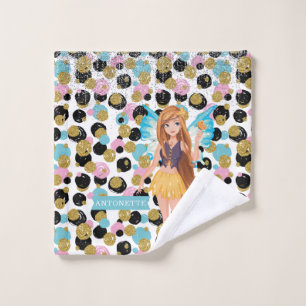 Feenprinzessin Farbige Punkte Glitzereffekt Waschlappen