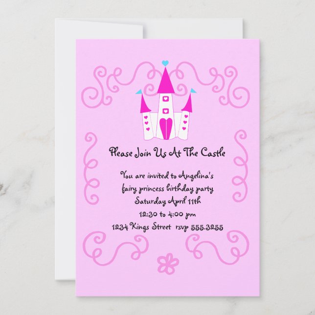 Feenprinzessin lädt einladung (Vorderseite)