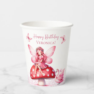 Feenprinzessin Rosa Pilz Geburtstag Pappbecher
