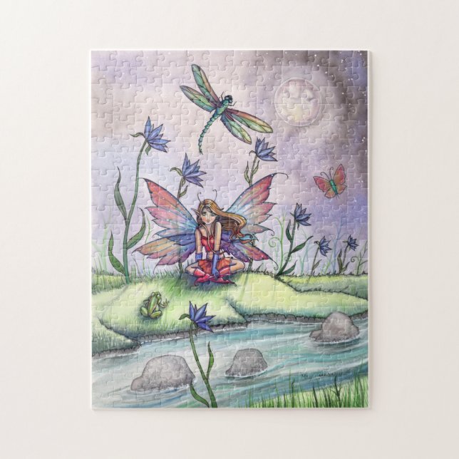 Feenpuzzle mit Libellen und Frosch Puzzle (Vertikal)