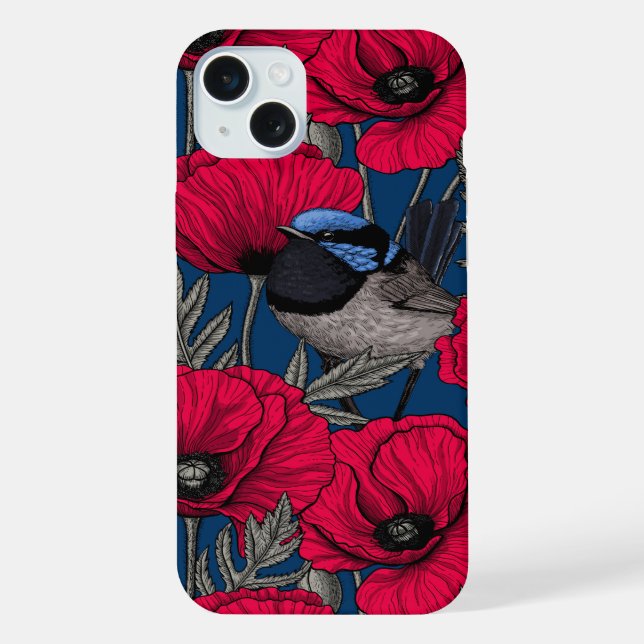 Feenzaunkönig und Mohn iPhone Hülle (Rückseite)