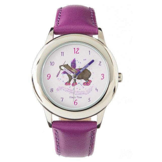 Feenzeit Capybara mit Flügeln Armbanduhr (Vorderseite)