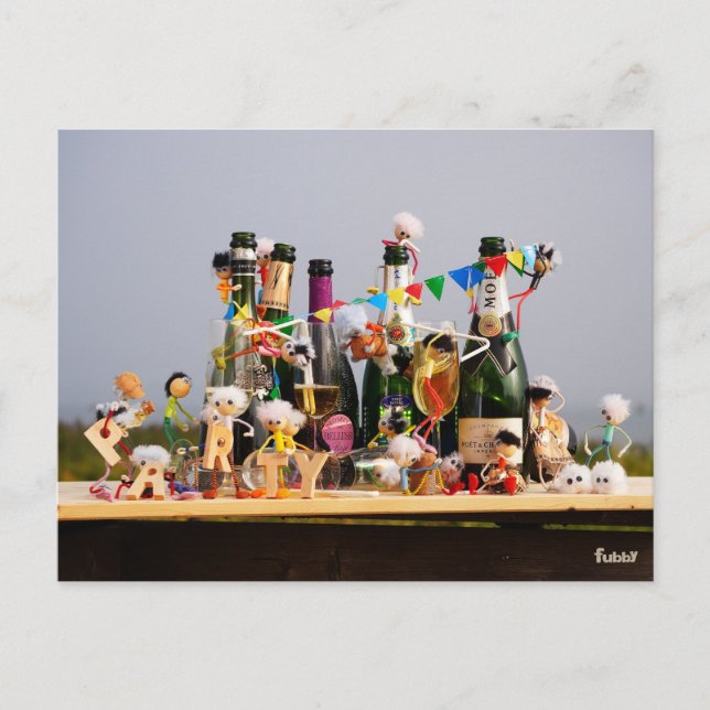 Feestende fubby's de van een feestje houden, gefel postkarte (Vorderseite)