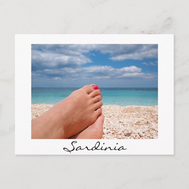 Feet auf Sardinien Strand weiße Postkarte (Vorderseite)