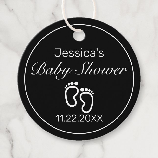 Feet Moderne Minimalistische White Baby Dusche Geschenkanhänger (Vorderseite)