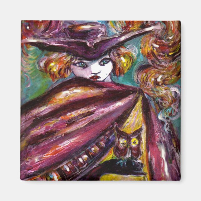 FEHLEN / Mysteriöse Maske mit Tricorn und Eule Magnet (Vorne)