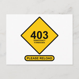 Fehler 403: Demokratie verboten Postkarte