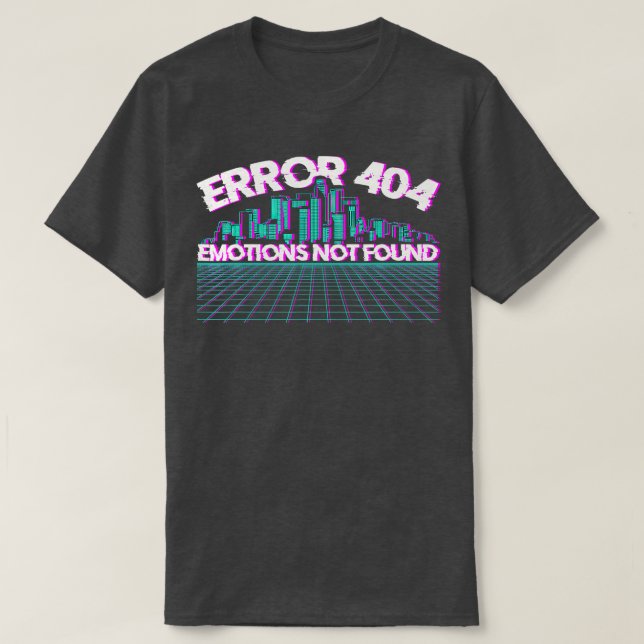 Fehler 404 Emotionen nicht gefunden Skyline Vaporw T-Shirt (Design vorne)