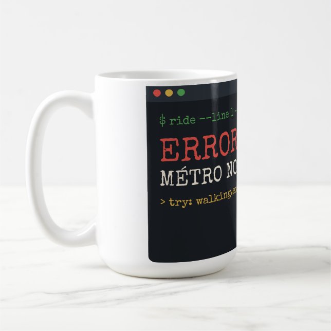 Fehler 404 Métro nicht gefunden Lustiger Programmi Kaffeetasse (Links)