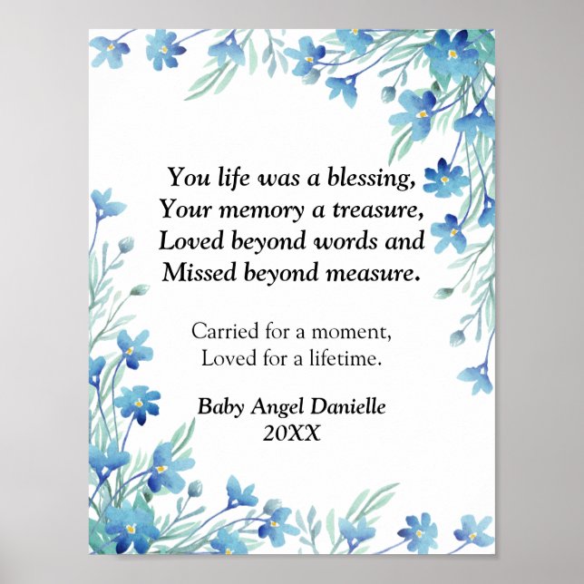 Fehlgeburtsgefühl Vergiss mich nicht Baby Angel Poster (Vorne)