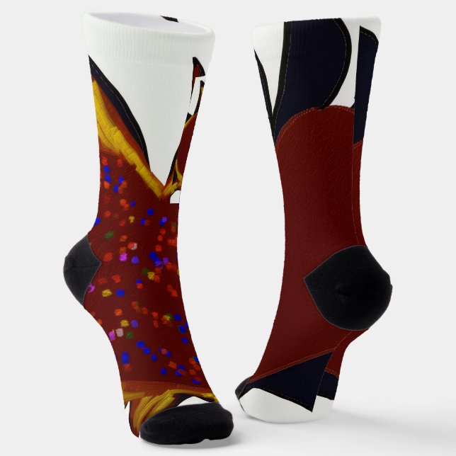 Fehlgepaarte Herzen in Flammen Crew Socken (Gewinkelt)