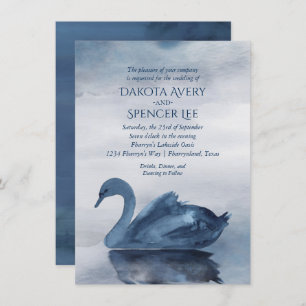 Fehlsichtigkeit   Dusty Blue Swan Lake Wedding Einladung