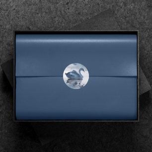 Fehlsichtigkeit   Dusty Blue Swan Lake Wedding Runder Aufkleber