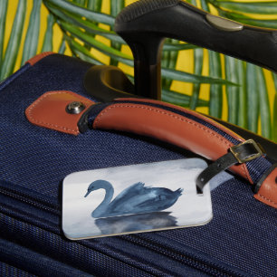Fehlsichtigkeit   Moody Dusty Blue Swan am See Gepäckanhänger