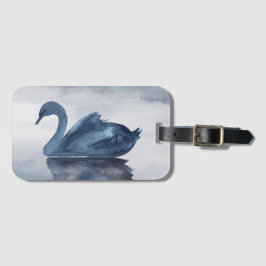 Fehlsichtigkeit | Moody Dusty Blue Swan am See Gepäckanhänger