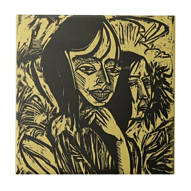 Fehmarn Girls von Ernst Ludwig Kirchner Fliese (Vorderseite)