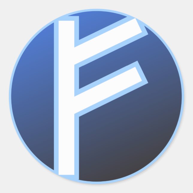 Fehu Feoh Rune Runder Aufkleber (Vorderseite)