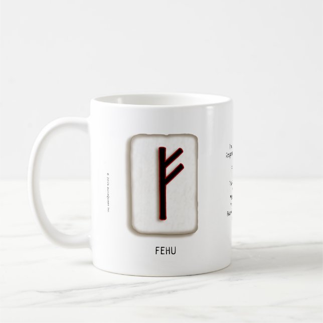 Fehu RuneStone 11 oz. Tasse (Links)
