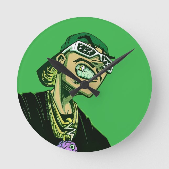 Feid Ferxxo Runde Wanduhr (Vorderseite)