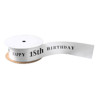 Feier 18: Joyful Birthday White Ribbon Satinband