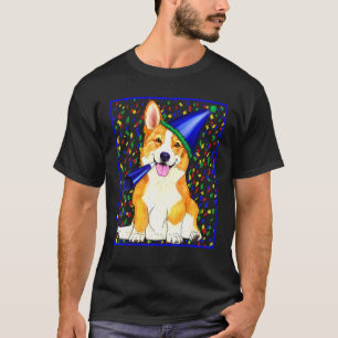 Feier-Corgi-Hund mit Partyhut T-Shirt