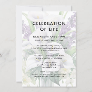 Feier der Lebensbeerdigung Calla Lily Floral Einladung