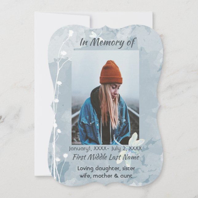 Feier der Libellenfliege Weiße Blume Einladung (Vorderseite)