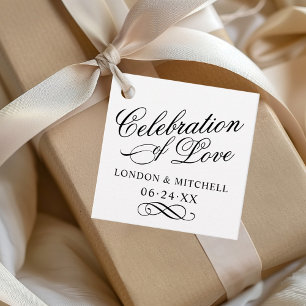 Feier der Liebe Schwarze Kalligrafie-Monogramm Geschenkanhänger