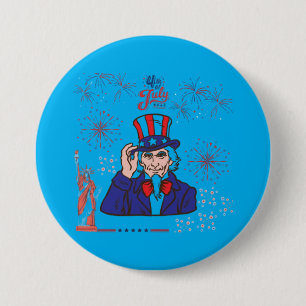 Feier der tapferen Herzen azurblau Button