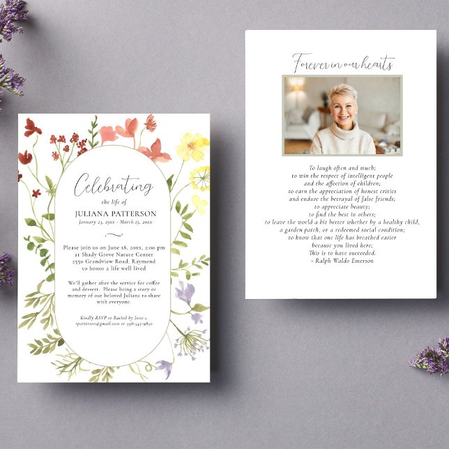 Feier der Wildblumen Beerdigung von Fotos Einladung (Von Creator hochgeladen)