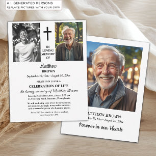 Feier des Lebens 2 Fotos Beerdigung Einladung