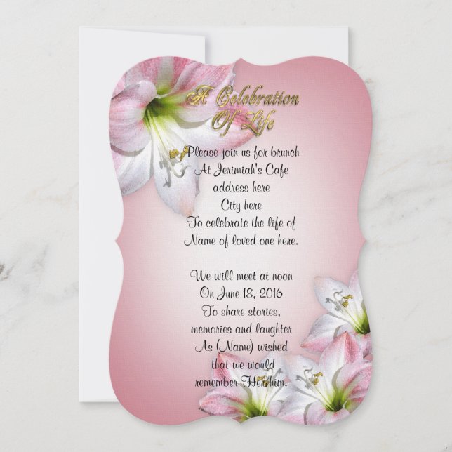 Feier des Lebens Amaryllis Einladung (Vorderseite)