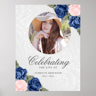 Feier-des-Lebens Blau Rosa Foto Willkommensschild Poster