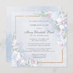 Feier des Lebens, blau und weiß Einladung