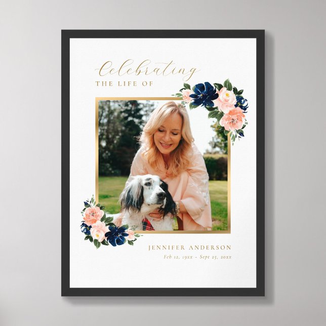 Feier-des-Lebens-Blumen-Foto-Willkommensschild Poster (Framed)