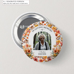 Feier-des-Lebens-Blumen-Trauer-Andenken Button