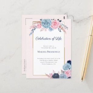 Feier des Lebens Blumen-Trauer-Einladung Postkarte