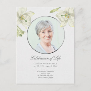 Feier des Lebens Blumenleber Foto Einladung Postkarte
