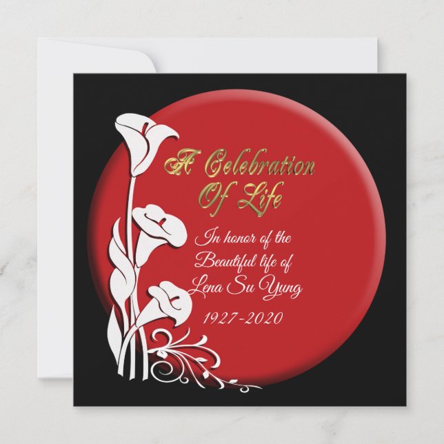 Feier des Lebens Einladung Asiatische Lily (Vorderseite)