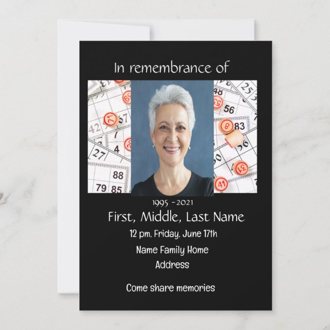 Feier des Lebens Einladung Bingo Spiel (Rückseite)