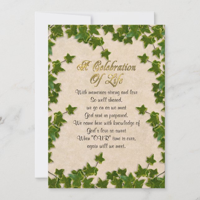 Feier des Lebens Einladung Efeu (Vorderseite)