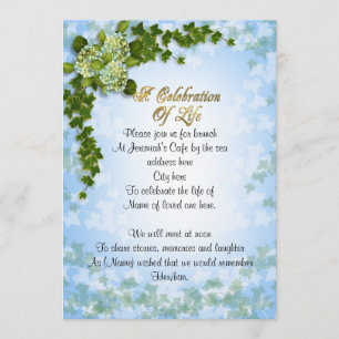 Feier des Lebens Einladung Efeu und Blume