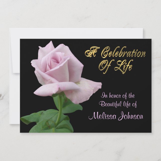 Feier des Lebens Einladung Lavendel Rose (Vorderseite)