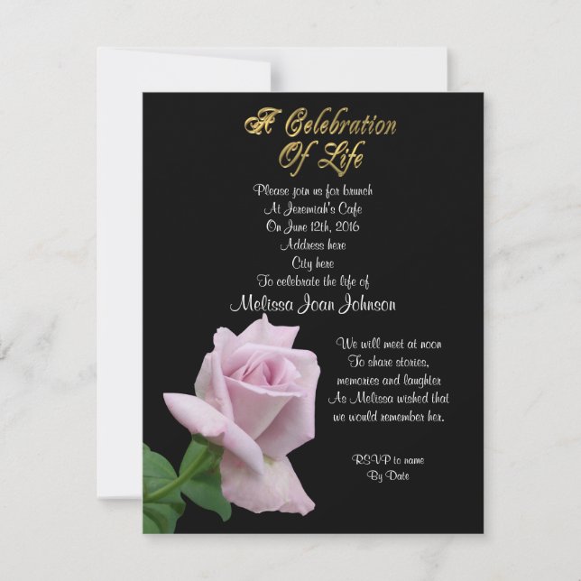 Feier des Lebens Einladung Lavendel Rose (Vorderseite)