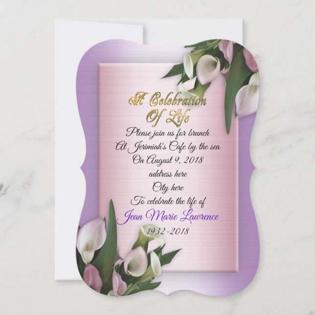 Feier des Lebens Einladung von Lilien (Vorderseite)