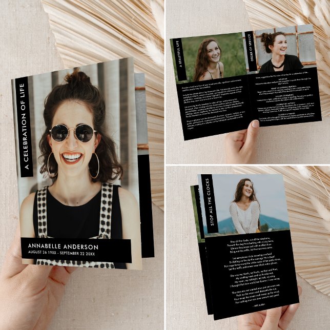 Feier des Lebens Elegante Moderne Beerdigung Programm (Von Creator hochgeladen)