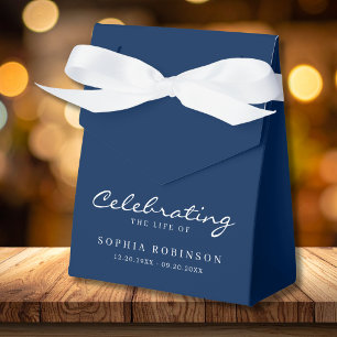 Feier des Lebens Elegante Schrift Trauerblau Geschenkschachtel