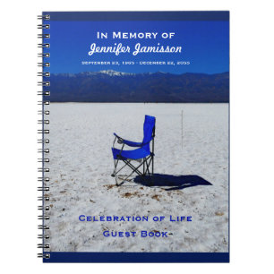 Feier des Lebens Gästebuch Blauer Stuhl Weißer San Notizblock