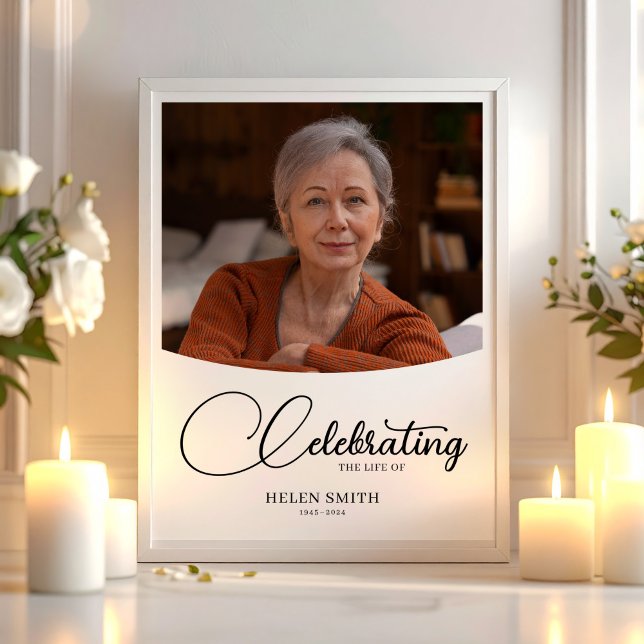 Feier des Lebens - Gedenkfoto Beerdigung Poster (Celebration of Life - Minimalist Memorial Photo Poster, Loss of Mother Gift)